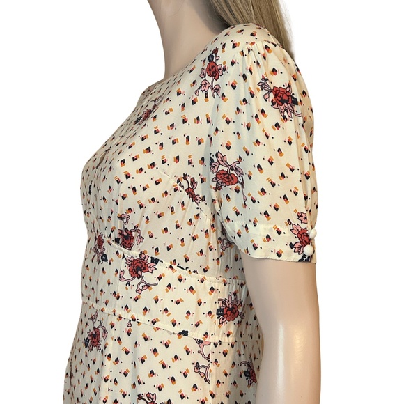 ModCloth Dress Keyhole Story A Line Floral Empire Waist Rayon Vintage Inspired - Picture 11 of 16